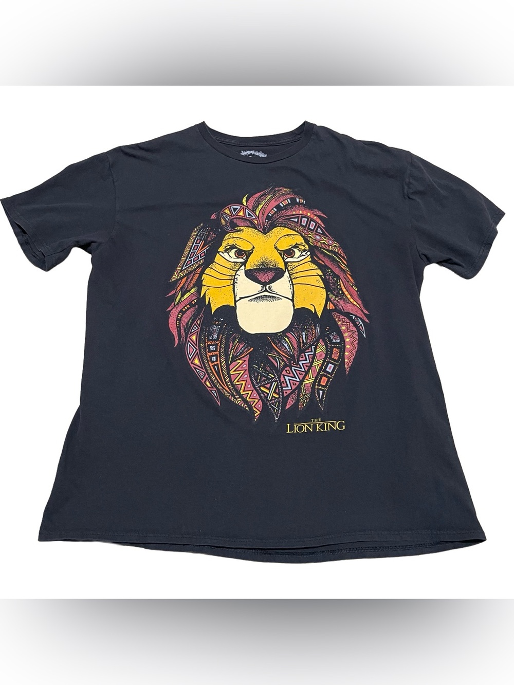 Disney Black The Lion King Graphic Tee with Yellow & Pink Accents